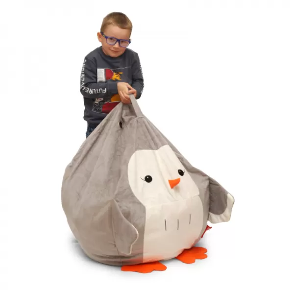 Skladovací vak tučňák Tuky, bílá/šedá BeanBag