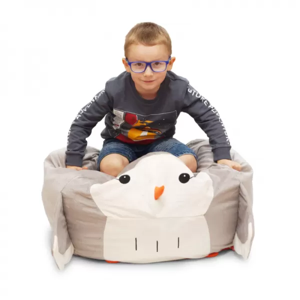 Skladovací vak tučňák Tuky, bílá/šedá BeanBag