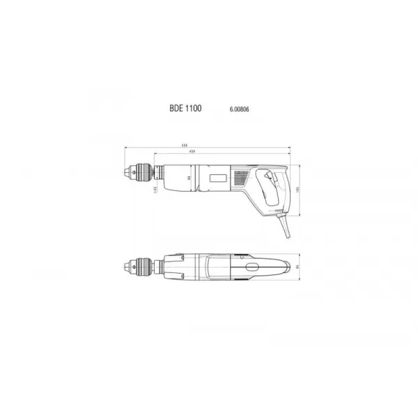 Dvourychlostní bezpříklepová vrtačka Metabo BDE 1100