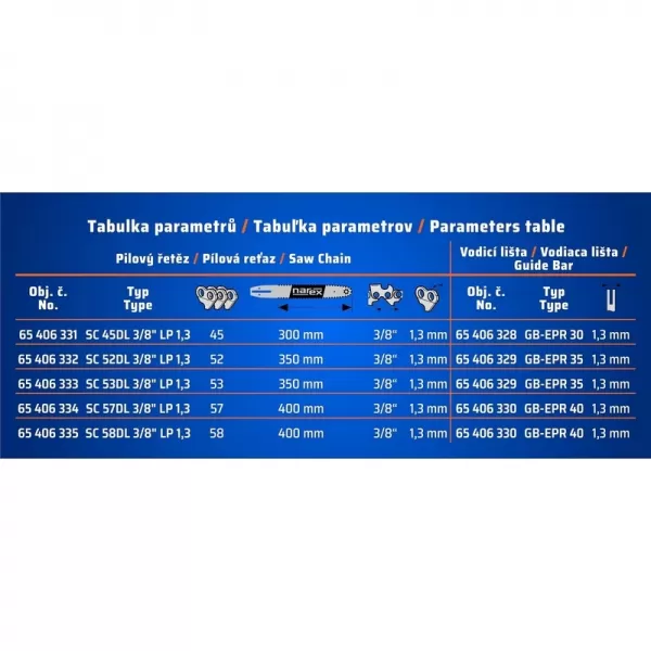 Aku řetězová pila 2x20V/2x4,0 Ah CPR 350 4BN Narex Camouflage 65406735