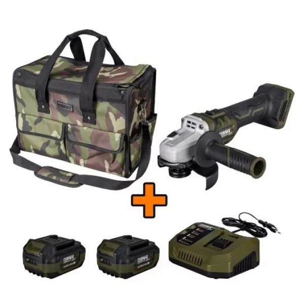 Aku úhlová bruska 20V 2x 4,0 Ah CBU 125 + brašna CTP 50 Narex Camouflage 65406723