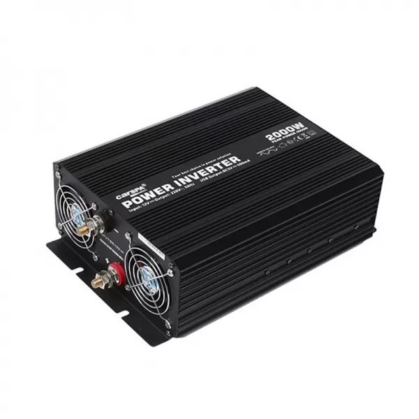 Napěťový měnič Carspa CAR2KU-24 24V/230V+USB 2000W, modifikovaná sinus