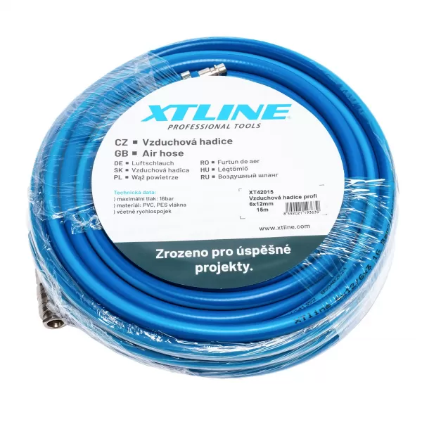 Vzduchová hadice profi se spojkami 6/12 mm, 15 m Xtline XT42015