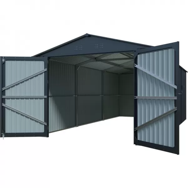 Kovová garáž 3x6 m se sedlovou střechou Antracit Riwall RMCG 20x10 Anthracite