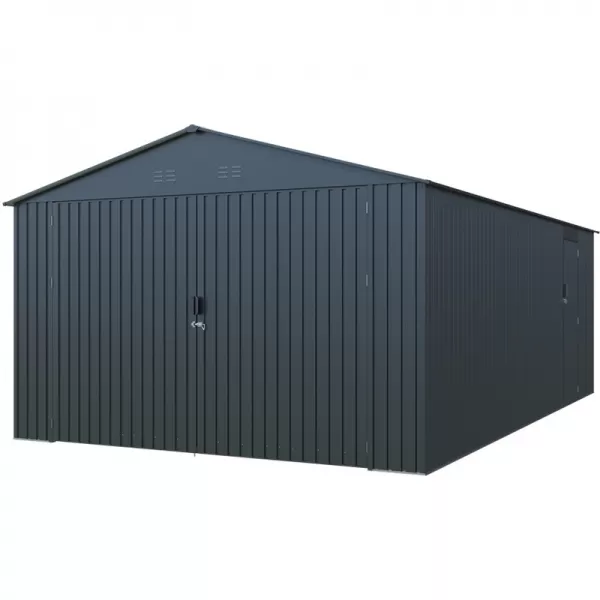 Kovová garáž 3,8x6 m se sedlovou střechou Antracit Riwall RMCG 20x13 Anthracite