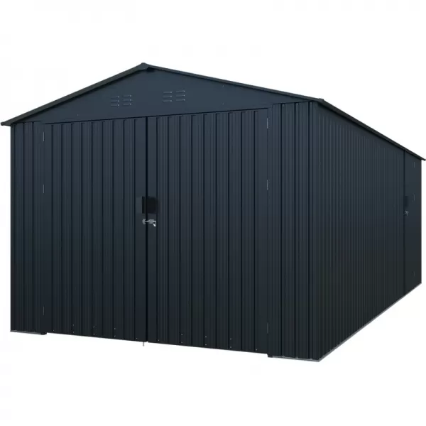 Kovová garáž 3x6 m se sedlovou střechou Antracit Riwall RMCG 20x10 Anthracite