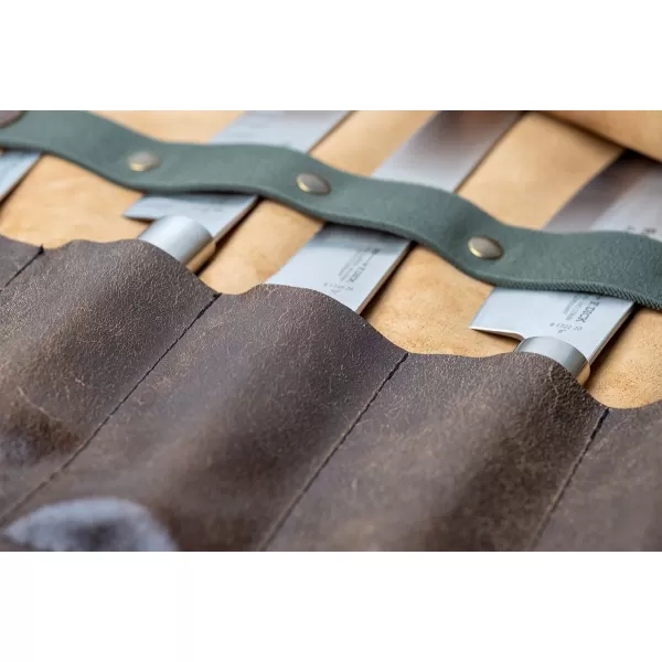 Kožené rolovací pouzdro na nože Feuermeister ANTIK cognac