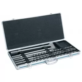 Sada sekáčů a vrtáků SDS-Max v Al kufru: vrtáky 18, 20, 22, 25x540mm, špičák + 2x plochý sekáč 25mm Makita D-42494