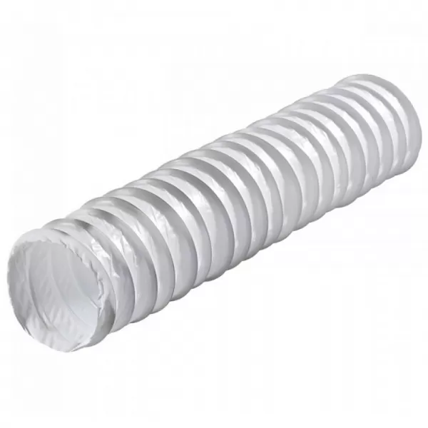 PVC ohebné potrubí z drátěného skeletu se samozhášecím bílým potahem 125mm, délka 3m DALAP AS-127/3
