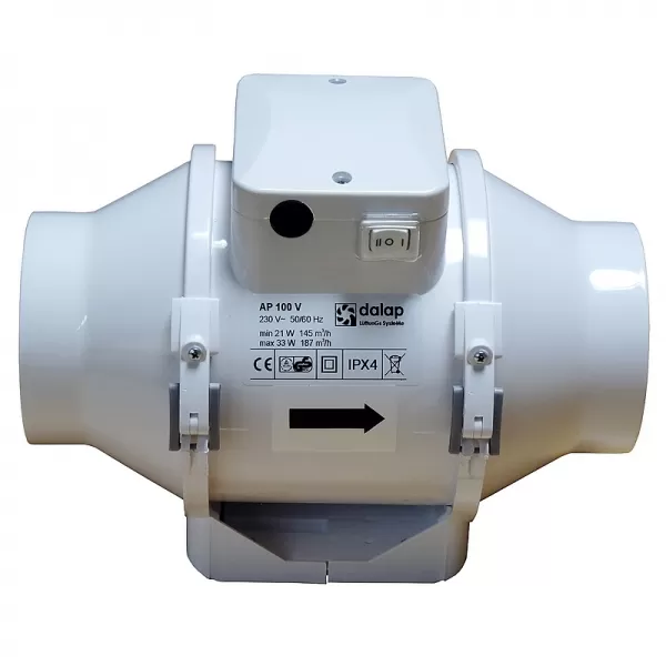 Výkonný plastový potrubní ventilátor 146mm DALAP AP 150