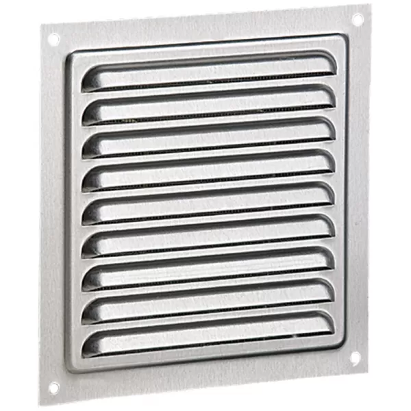 Hliníková větrací mřížka bez příruby se síťkou a pevnou žaluzií 125x125 mm DALAP 85115