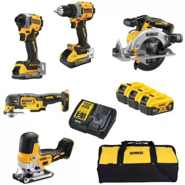 Aku bezuhlíková kombosada nářadí 18V 3x5,0Ah DeWALT DCK502P3