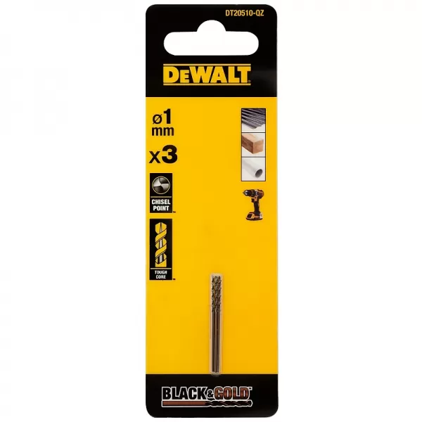 Vrták do kovu 1 mm / 3ks HSS-G Black&Gold DeWALT DT20510
