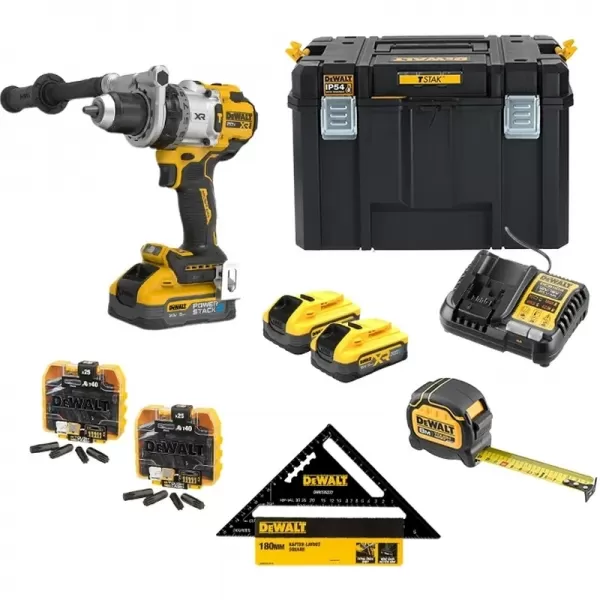 Aku bezuhlíková příklepová vrtačka 18V 2x5,0Ah + příslušenství DeWALT DCD1007H2AT