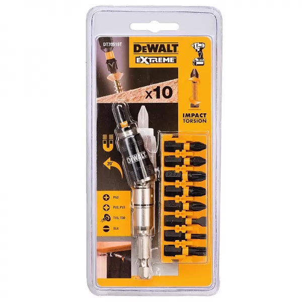 10dílná sada bitů IMPACT TORSION EXTREME DeWALT DT70518T