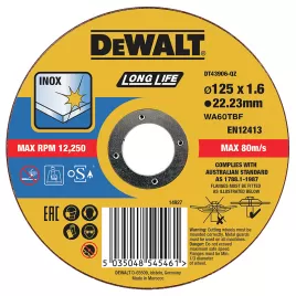Řezný kotouč 125 x 1,6mm, typ 1 DeWALT DT43906