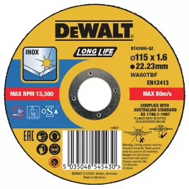 Řezný kotouč 115 x 1,6mm, typ 1 DeWALT DT43905