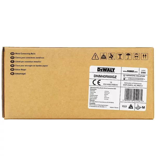 Pozinkované kroužkované hřebíky 4x60mm pro DCN693 2000ks DeWALT DNM40R60GZ