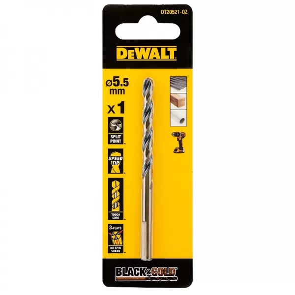 Vrták do kovu 5,5 mm HSS-G Black&Gold DeWALT DT20521