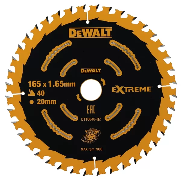 Pilový kotouč 165x20mm, 40 zubů EXTREME pro aku pily DeWALT DT10640