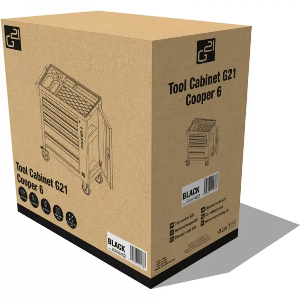 Dílenský vozík G21 Cooper 6, černo-červený 6350402
