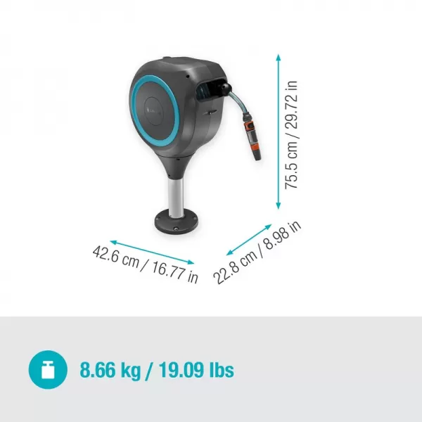 Terasový box na hadici RollUp M, 20m, tyrkysový, automatické navíjení Gardena 18615-20