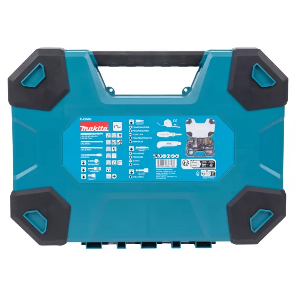Sada vrtáků a příslušenství 71 ks v plastovém kufru Makita E-22589