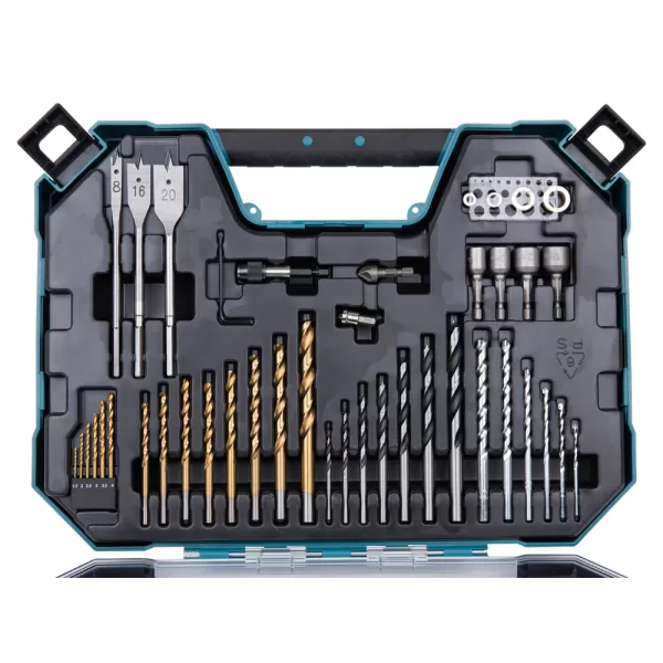 Sada vrtáků a příslušenství 104 ks v plastovém kufru Makita E-22604