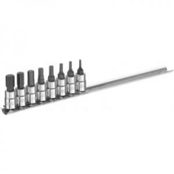8dílná sada zástrčných 1/4" 6hranných hlavic 2-8 mm na liště TONA Expert E030704T