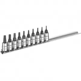 10dílná sada zástrčných 1/4" hlavic TORX T6-T30 na liště TONA Expert E030703T