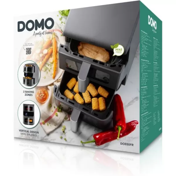 Vertikální dvojitá horkovzdušná fritéza 3,5+6,5 l - DOMO DO550FR