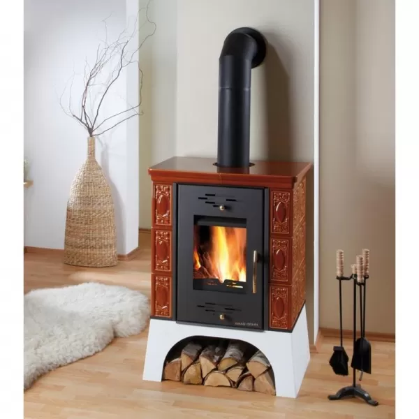 Kachlová kamna černá, hnědá kachle Haas+Sohn EMPOLI