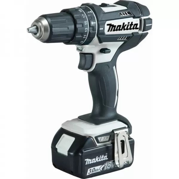 Aku bílý příklepový šroubovák Li-ion LXT 18V/2x3,0 Ah, Makpac Makita DHP482RFWJ