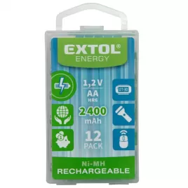 Nabíjecí baterie, 12ks, AA (HR6), 1,2V, 2400mAh, NiMh, EXTOL ENERGY 42063