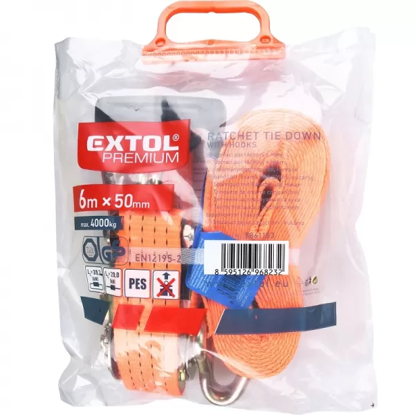 Upínací ráčnový pás s háky 6m x 50mm EXTOL PREMIUM 8861153