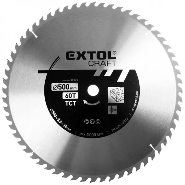 Kotouč pilový s SK plátky 500x3,0x30mm, 60T Extol Craft 19125