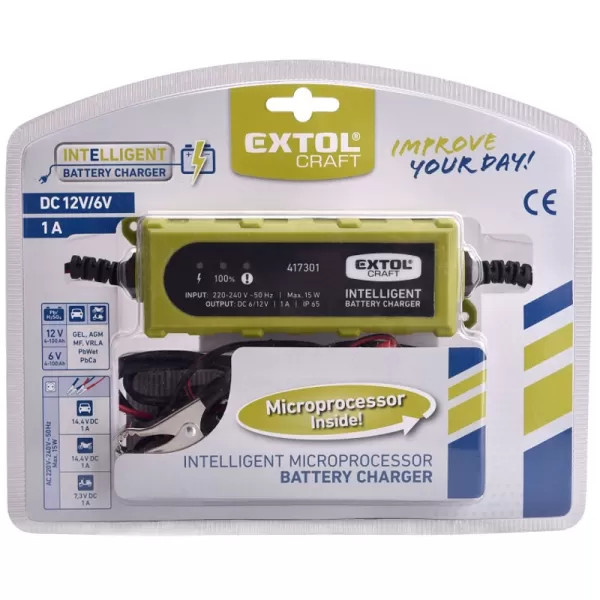 Autonabíječka 5stupňová 6/12V 1A s LCD EXTOL CRAFT 417301