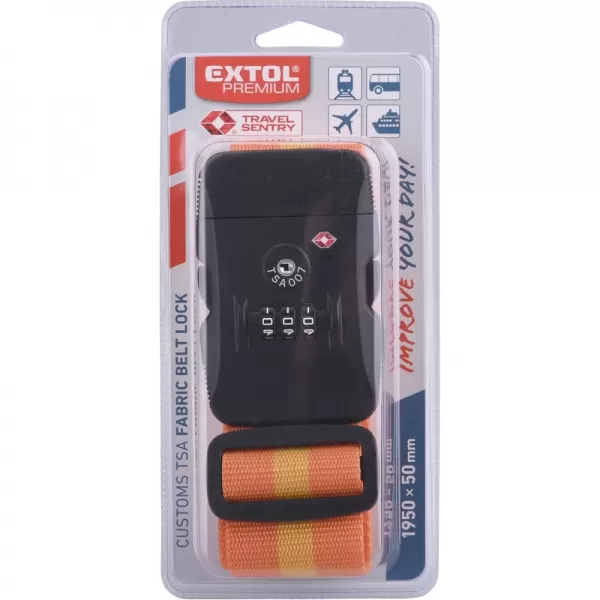 Popruh na zavazadla TSA s trojmístným kódem 2m x 5cm EXTOL PREMIUM 8857312