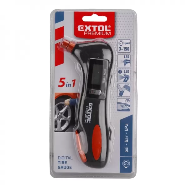 Pneuměřič digitální EMERGENCY 5 v 1 EXTOL PREMIUM 8863050