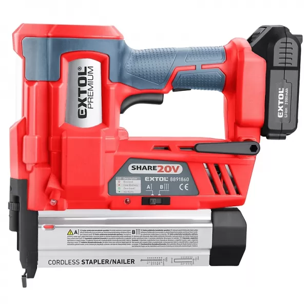 Aku hřebíkovačka / sponkovačka 20V 2,0Ah Extol Premium 8891860