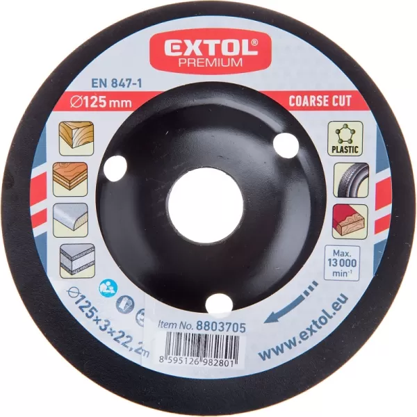 Kotouč rašplový na dřevo 125x3x22,2mm EXTOL PREMIUM 8803705