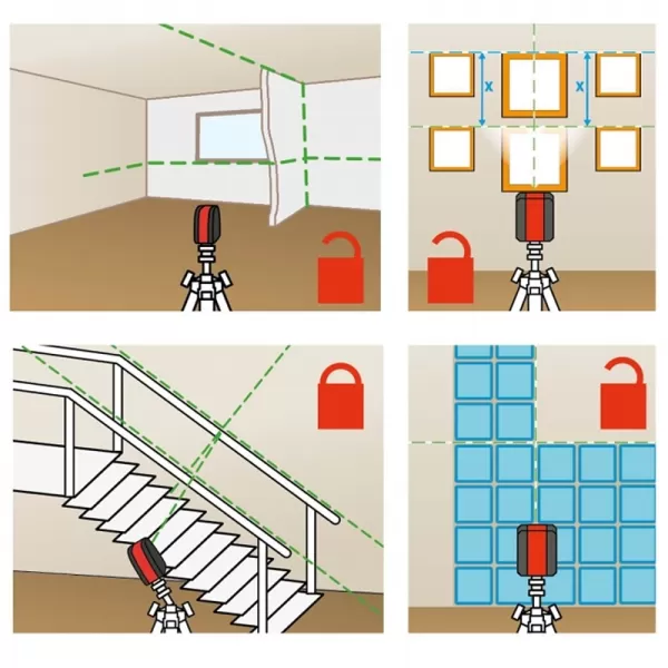 Křížový zelený liniový samonivelační laser Extol Premium 8823306