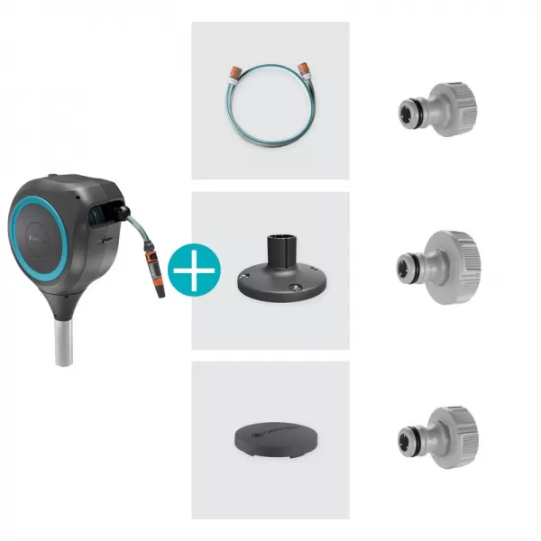 Terasový box na hadici RollUp M, 20m, tyrkysový, automatické navíjení Gardena 18615-20