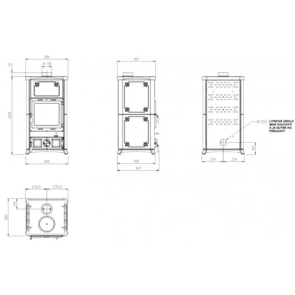 Kachlová kamna bordó Nordica Fedora