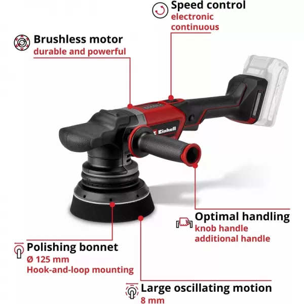 Aku excentrická leštička 18V/bez aku CP-EP 18/125 Li BL-Solo Einhell 2093330
