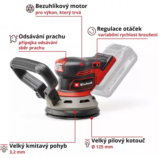 Aku excentrická bruska 18V/bez aku TP-RS 18/32 Li BL - Solo Einhell 4462020