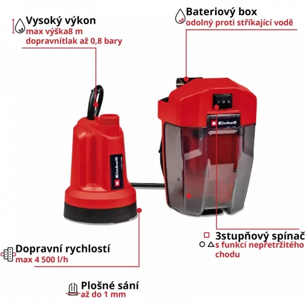 Aku čerpadlo na čistou vodu 18V/bez aku GE-SP 18 LL Li - Solo Einhell 4181560
