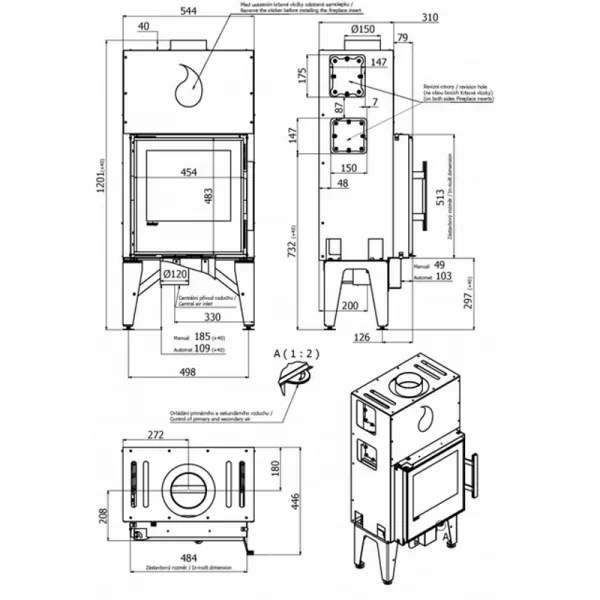 Krbová vložka FLAMINGO S5, automatická regulace Flamingo HSF45-004