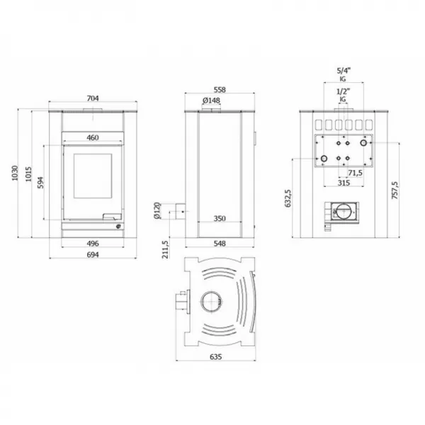 Krbová kamna AQUAFLAM VARIO KALMAR 11/5kW krémová Flamingo HSF34-016