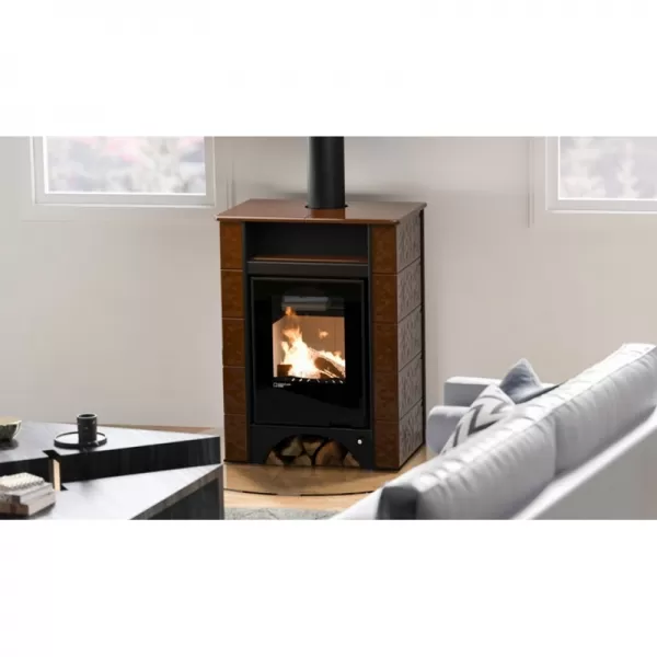 Kachlová kamna AQUAFLAM VARIO PERU 11/7kW, kachle hnědá Flamingo HSF34-115